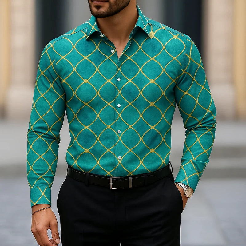 Men's Long Sleeve Shirt Casual Slim Fit Button Down | SAMAG