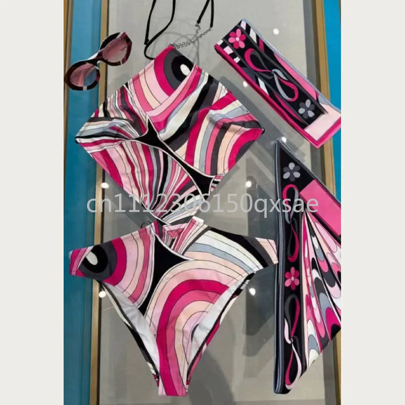 Women's Scarf Swimsuits with Letter Signature Logo Lady | SAMAG