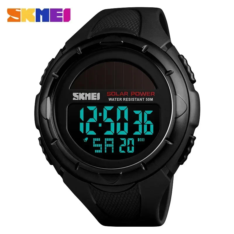 SKMEI 1405 Sport Digital Mens Wristwatches Solar For Power Enviormentally Alarm Male Clock reloj hombre Men Luminous Watches