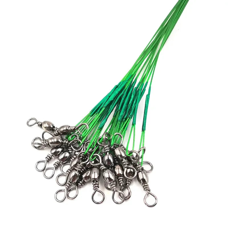 OUTKIT 20PCS/lot Fishing Lure Trace Rope Wire Leader Line Swivel Tackle Spinner Shark Spinning With 15CM, 20CM, 24CM, 30CM Pesca