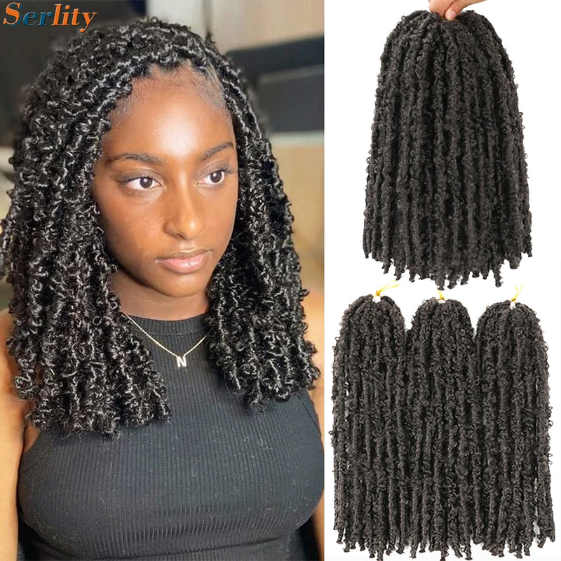 Short Butterfly Locs Crochet Hair Black Crochet Bob Hair 14”12” Light Weight Messy Distressed Butterfly Faux Locs Crochet Braids