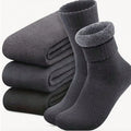 3Pairs Men's Thermal Lined Socks, Thick Soft Comfortable Sock For Cold Weather, Winter Hiking Boots, Black