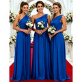 One Shoulder Lemon Yellow Bridesmaid Dresses Chiffon | SAMAG