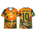 Brazil Style Flag Printed Jersey Men Women Jesus Graphic 3D Print Football T-shirt Quick Dry And Breathable Sport Uniform Tee