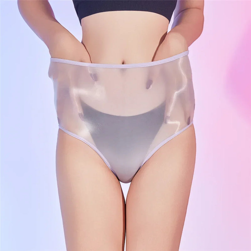 Sexy Unisex Oil Shiny Sheer See Through Boxer High Elastic Safety Short Smooth Bottom Wear Glossy Ultrathin Underwear Slim  Body