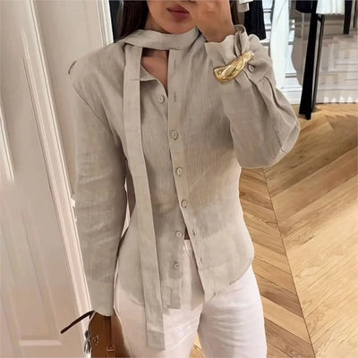 Women's 100% Cotton Floating Ribbon Back Lace Up Cardigan | SAMAG