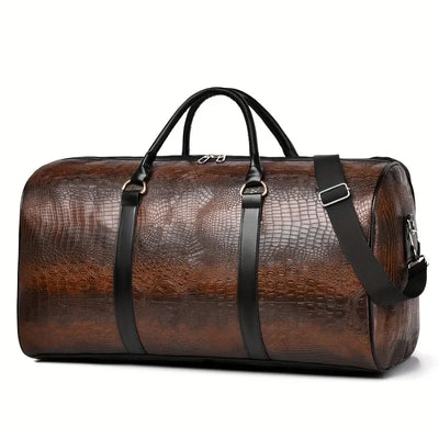 Large Capacity Retro Crocodile-Textured Travel Duffel Bag | SAMAG