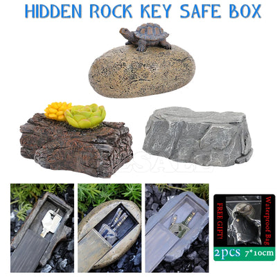 Decoration Rock Stone Shape Hidden Storage Compartment Sight Secret Key Safe Box For Home Garden RV Spare Keyfob | SAMAG