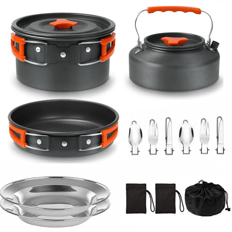 Outdoor 2-3 Person Kettle Set Camping Cookware Outdoor Camping Cookware Portable Combination Cookware Set Camping Tableware