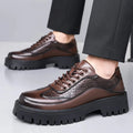 Retro Brown Men's Banquet Leather Shoes Thick Soled Wear-resistant Work Shoes2025 Classic Brand Men's Business Dress Shoes