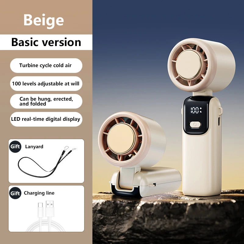 MIJIA Electric Fan Refrigeration Handheld Portable Desktop Outdoor Digital Display High-speed Folding Neck Hanging Fan NEW