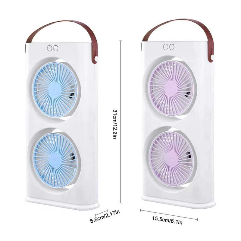 Lenovo Dual Head Desktop Fan With LED Night Light Small Circulator Fan Portable Air Conditioner Fan for Home Office Travel 2026