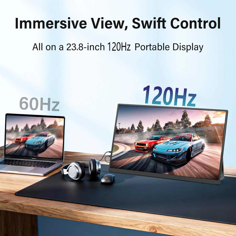 23.8 Inch 120Hz Portable Monitor 100%sRGB With VESA Hole Back Bracket Laptop Extended Display IPS Computer Display for Laptop PC