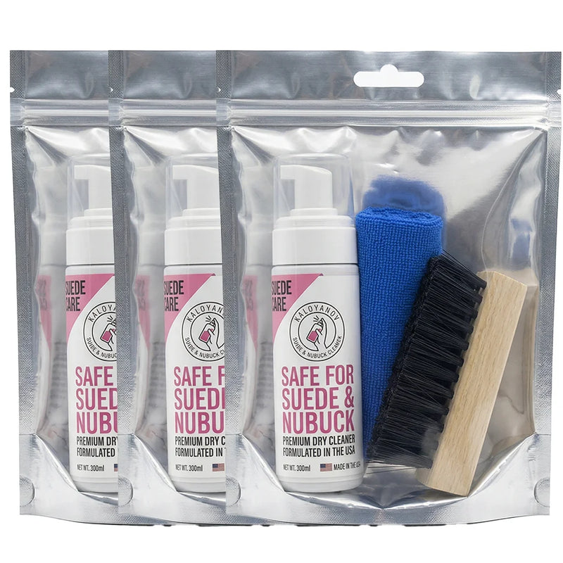 Waterless Foam Shoe Cleaner Kit with Brush Cloth Multi Material Stain Remover for Suede Nubuck Leather White Sneakers Trainers