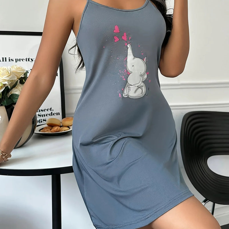 A new style of cute elephant-patterned halter dress | SAMAG