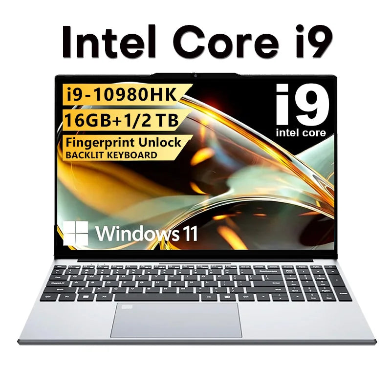 Intel Core i9 10980HK Laptop Windows 11 15.6"Computer 16GB RAM 1TB 2TB SSD Gaming Laptops Fingerprint Unlock Business Notebook