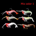 6pcs 12g 18g fishing shrimp prawn lure baits, river prawn fishing craws saltwater bream lures with luminous eyes