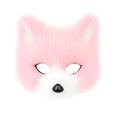 Faux Fur Fox Mask Furry Half Face Animal Cat Mask Halloween Cosplay Party Costume