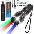 Upgraded Zoomable Red Flashlight, 4 Color in 1 Flash Light, Green Red Blue White Multi-Color RGBW Led with Memory for Fishing