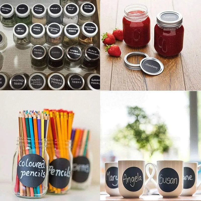 120pcs 5cm Chalkboard Labels with Pen Round Stickers Black Circle Labels Dot Stickers for Office Classroom Home School Crafts