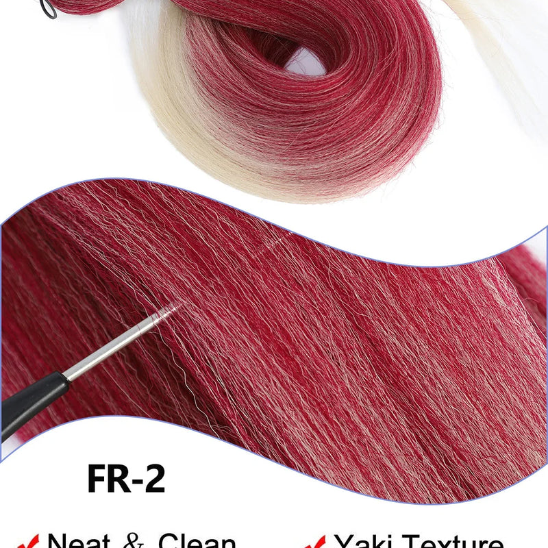 Purple Braiding Hair Extensions Pre Stretched Soft Yaki Synthetic Jumbo Braids DIY Ponytail Braid Pink Grey Orange Red Blue Hair