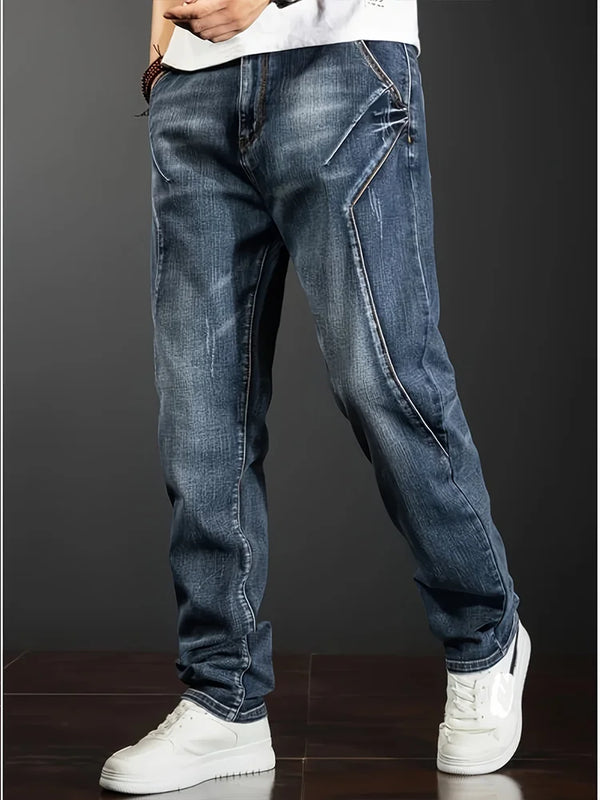 Men's New Straight Leg Stretchable Jeans Casual Pants | SAMAG