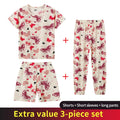 3-Piece Children's Fashion Printed Multicolor Home Service Suit Boy Casual T-shirt Girl Sweet Love Pattern Comfortable Shorts