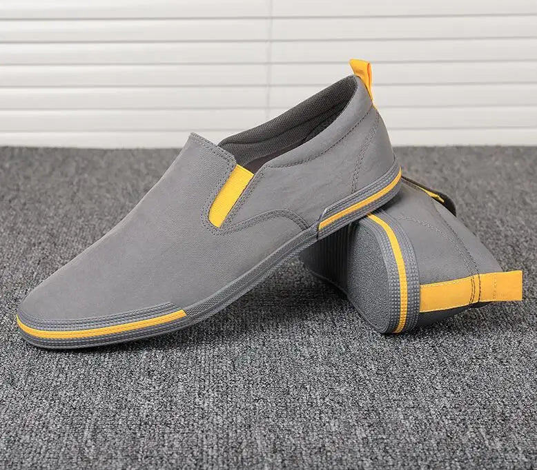 Men's Breathable Canvas Slip-On Casual Sneakers New Style Basic Pedaling Lazy Summer Loafers Comfortable Male Footwear