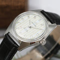 Vintage Shanghai Hand Wind Mechanical Watch  Simple Silver Case Black Leather Band Business Dress Wrist Watch