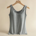1pcs Women's Vest Tops Round Neck Vests Solid Color Padded Slim Fit Tank Tops Sexy Feminino Casual Tank Tops With Built In Bras