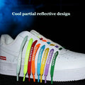 Rubber Band Classic Shoe Laces Reflective Letter Printing Flat Shoelaces for Sneakers Fashion Sports Strings Casual Accessories