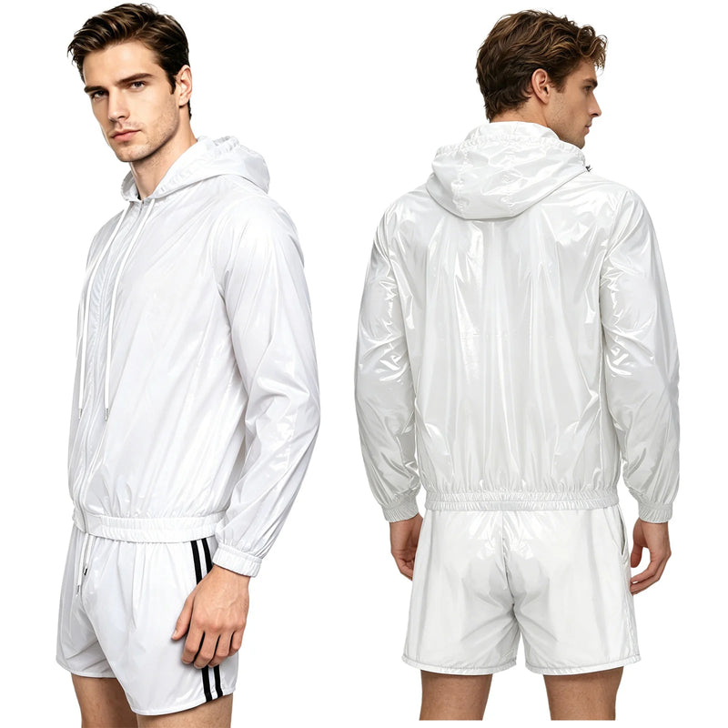 Men Waterproof Glossy Jacket Tops with Jogging Pants Hip | SAMAG