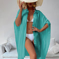 Women Lightweight Bamboo Cotton Beach Cover Up Shirt Style Loose Oversized Sun Protection Kaftan for Vacation Swimwear Outerwear