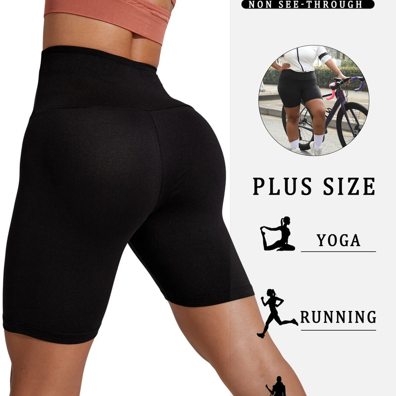 2 Pack Plus Size Biker Shorts for Women High Waisted Super Soft Workout Yoga Athletic Shorts Running