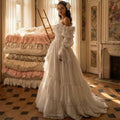 Eightree Vintage A - Line Wedding Dresses Puff Sleeve Lace - View 2 | SAMAG