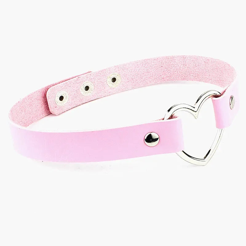 Fashion Black Pink PU Leather Gothic Punk Harajuku Cosplay Collar  Choker Necklace