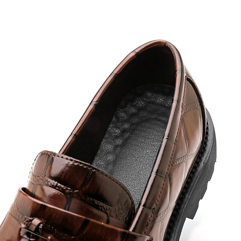 Business Tassel Loafers Shoes Slip on Casual Thick Bottom Leather Black Dress Party Shoes Boat Loafers For Man Fashion Moccasins