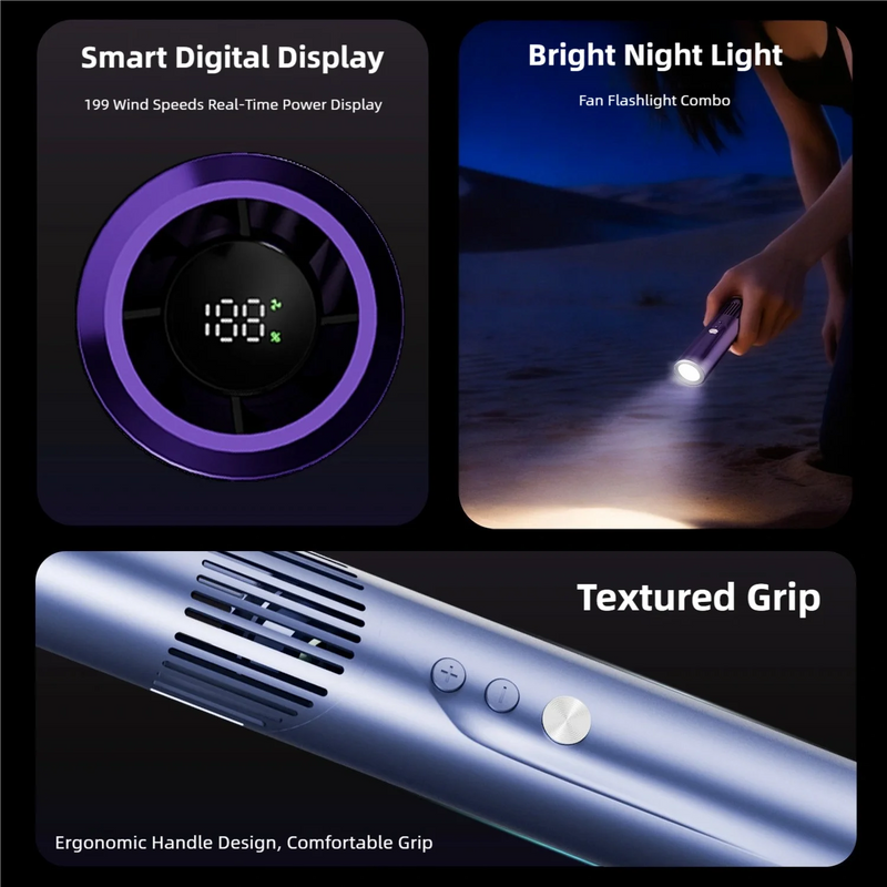 TINSOL 2026 New Lipstick Mini Handheld Fan, Portable Foldable Neck-Hanging Fan with Digital Display and Lighting Function