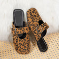 Summer Round Headed Comfortable Leopard Print Casual Slippers Fashionable New Style Elegant Anti Slip Flat Slippers for Women