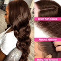 200 Density 30 38Inch Chocolate Brown Body Wave Human Hair Wigs Brazilian 13x6 HD Lace Frontal Wigs #4 Color 13x4 Lace Front Wig