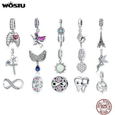 WOSTU 925 Sterling Silver Animal Cat Charm Pendant Heart | SAMAG
