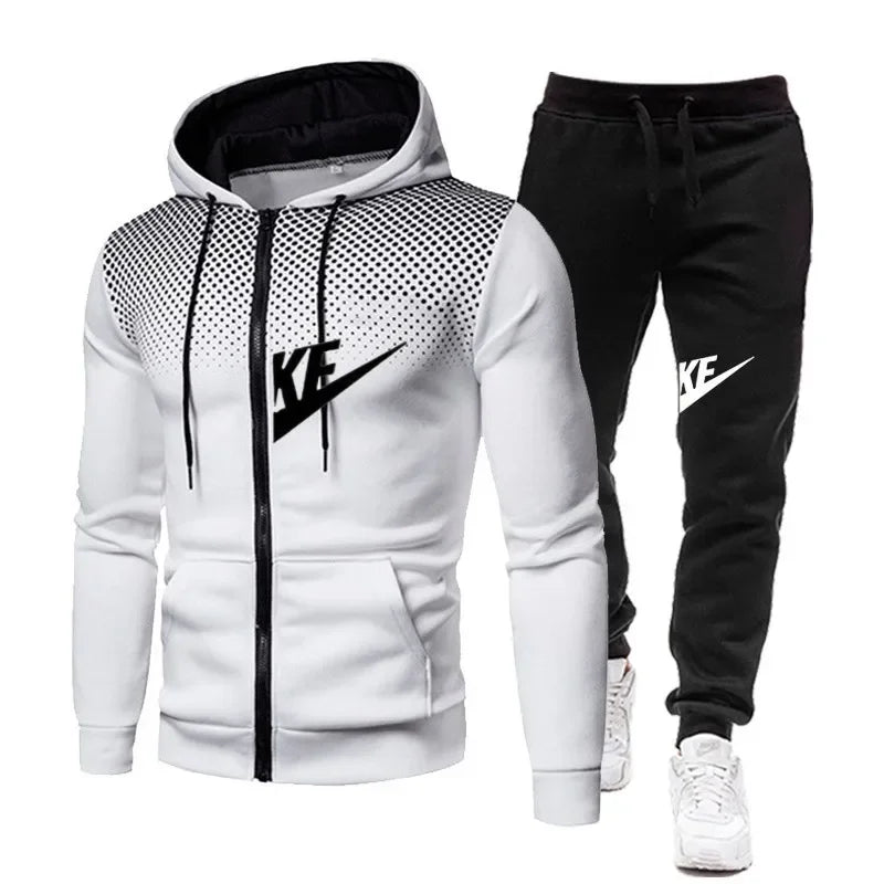 Autumn and winter zipper hooded sweatshirt + long pants set for men's new fashion casual outdoor fitness two - View 6 | SAMAG