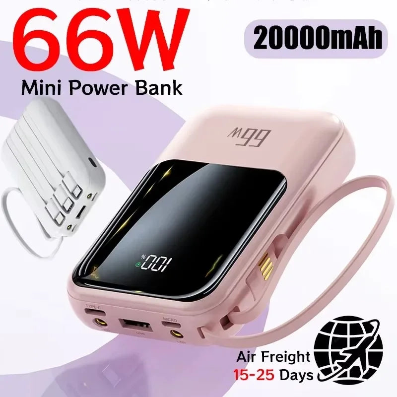 20000mAh 66W Fast Charging Mini Power Bank Portable External Battery for iPhone Huawei Xiaomi Phones