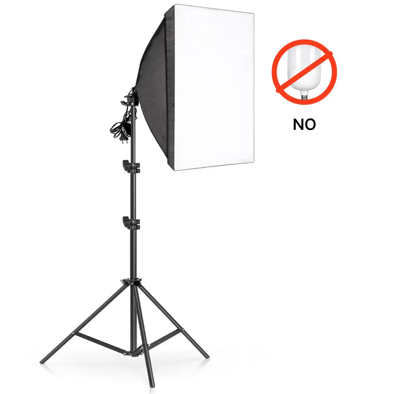 Studio Kit Photo Softbox Light Box Lighting Single Led Lamp with Tripod Photography Shooting Soft Box Flash E27 Accessories