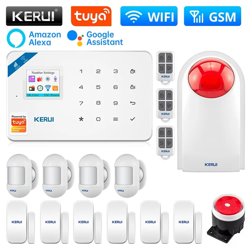 KERUI W181 WIFI GSM Alarm System Kit with Door/Window Sensor for Home Security Support Alexa Tuya Smart APP Remote Control