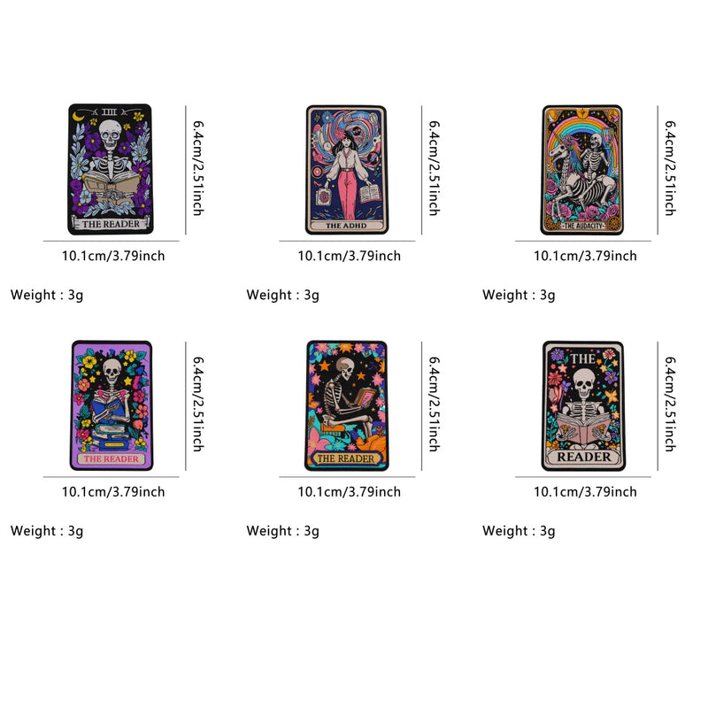 Skeleton Tarot Iron On Patch Clothes Patch For Clothing ADHD Embroidered Patch Garment Apparel Accessories Sewing Stickers