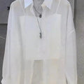 Plus Size Women’s Tops 2025 Summer Breathable and Sun-Proof Ice Silk Button Thin Loose Sheer Chiffon Blouses Shirts Long Sleeve