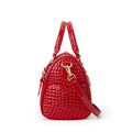 Aidrani Red Genuine Leather Crocodile Tail Boston Bag Women's Fashion Cowhide Handbag Single Shoulder Bag