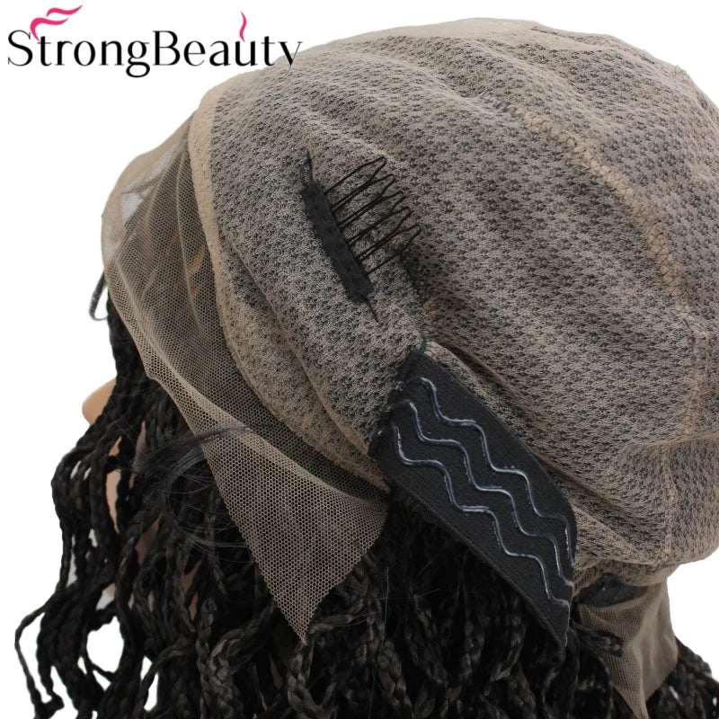 StrongBeauty Full Double Lace Glueless Braided Wig Square Knotless Box Braided Wigs Women Wig with Baby Hair 16"