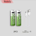 Bestely 1.5V 13600mAh USB AA Lithium Ion Rechargeable Battery, Fast Charging Li-ion Akku, 2000 Cycle with USB-C Port Cables